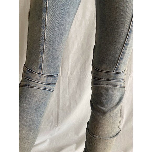 Balmain Women's Moto-style Distressed Low-Rise 36 - Picture 9 of 12